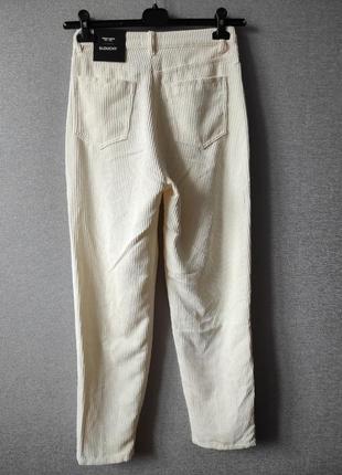 Вельветовые брюки-слоучи кремового цвета tally weijl4 фото