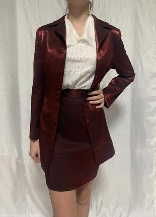 Костюм піджак і спідниця, жакет довгий приталений, вінтажний