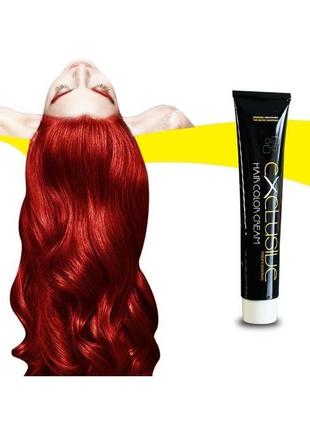 Стойкая крем краска для волос интенсивный красный блонд 7.66 εxclusive hair color cream 100 мл2 фото