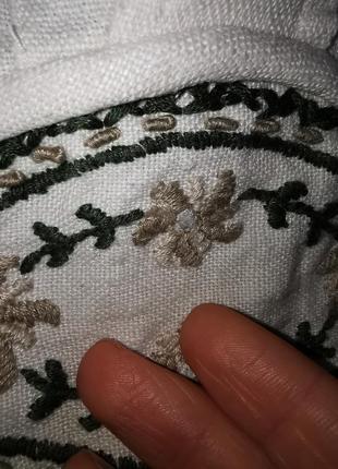 Льняная рубаха винтажная баварская в этно бохо стиле лен с вышивкой узор цветы блуза мужская оверсайз amann6 фото