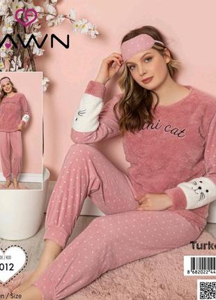 Флисовая  молодежная .розовая пижама велсофт   fawn1 фото