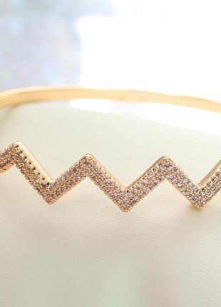 Браслет бенгал xuping jewelry зигзаг 60 мм 10 мм на руку від 17 см до 19 см золотистий