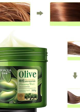 Маска для волос bioaqua olive hair mask с маслом оливы 500г2 фото