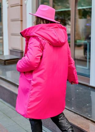 Куртка зимова жіноча подовжена стьобана двостороння розм. 50-606 фото