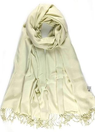 Палантин шарф кашемір слонова кістка шерсть кашеміровий pashmina original однотонний теплий