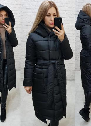 Куртка зимова жіноча пуховик теплий пальто чорний колір чорне чорного кольору а032