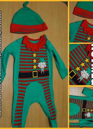 Nutmeg новорічний костюм бавовняний чоловічок 0-3 міс. є царапки