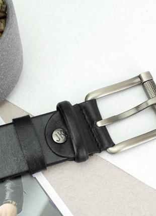 Ремень мужской кожаный jk-4095 черный под джинсы (125 см)7 фото