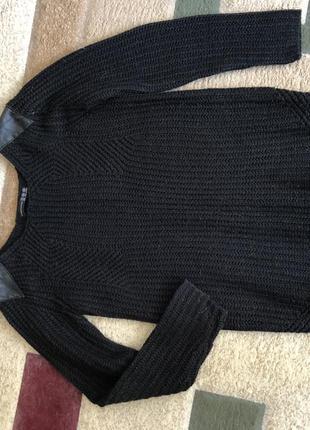 Свитер с кожаными вставками 2