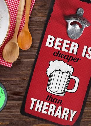 Настенная открывалка дерево 32х15см beer is1 фото