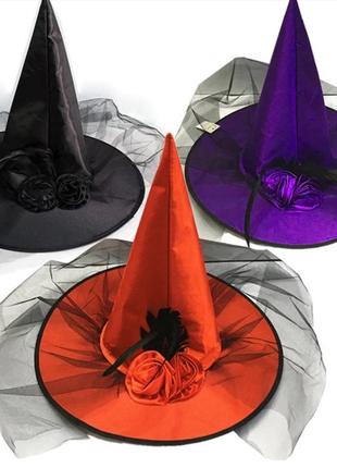Шляпа ведьмы атласная (фиолетовая)4 фото