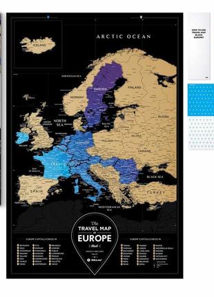 Скретч карта європи travel map® europe black