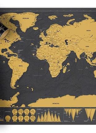 Скретч карта мира черное золото travel map world black and gold5 фото