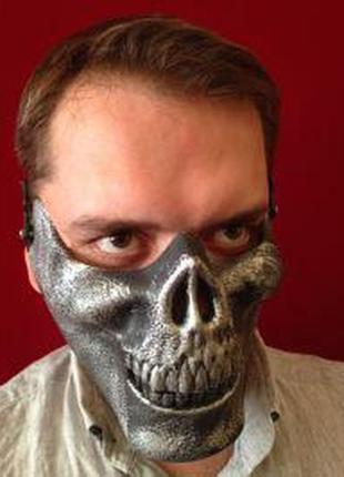 Підлозі маска пластик череп (срібло)3 фото