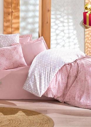 Комплект постельного белья двусторонний cotton box best pembe 160х220 см розовый