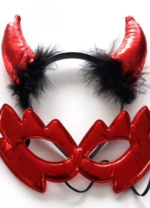 Рога демона с маской (красные)2 фото