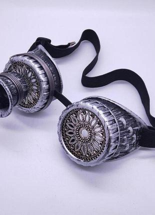 Очки стимпанк гогглы с моноокуляром (серебро антик)1 фото