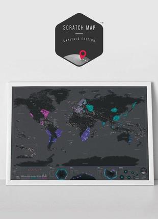 Скретч карта світу чорна travel map world black2 фото