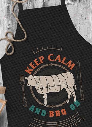 Фартух повноколірний colorful keep calm and bbq on (чорний)