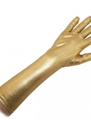 Атласні рукавички довгі (золото)1 фото
