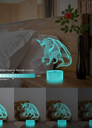 3d светильник сенсорный летящий дракон6 фото