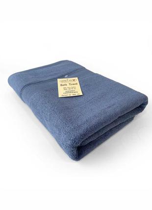 Рушник махровий банний (бавовна) в подарунковому пакеті розмір: 70 на 140 см синій