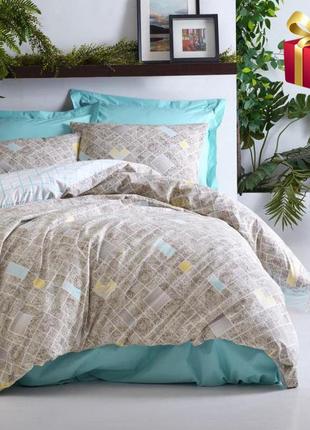 Комплект постільної білизни двосторонній cotton box dotted turkuaz 160х220 см бірюзовий