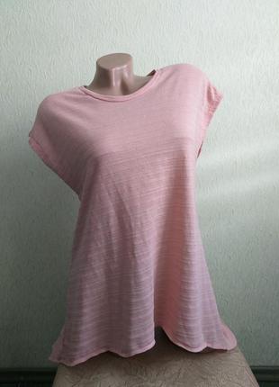 Необычная футболка с удлиненной спинкой. туника. коралловая, розовая.
