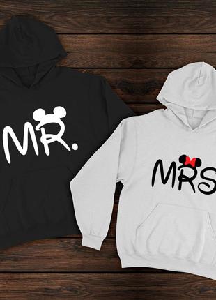 Парні худі преміум з принтом - містер/місіс