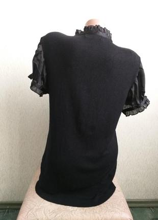Теплая блуза, футболка. пуловер. рукава фонарики. черный.4 фото