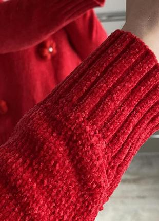 Кофта свитер джемпер красный с цветами 4
