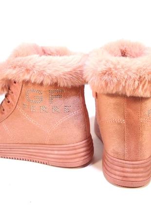 Ботинки женские, зимние, замшевые, розовые. размер 35-40.5 фото