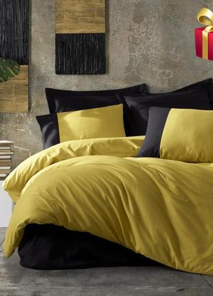 Комплект постільної білизни cotton box plain hardal-siyah 200х220 см жовто-чорний
