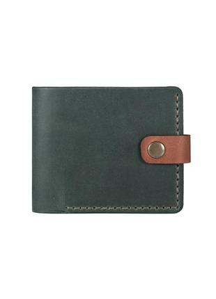 Шкіряний гаманець compact зелений-коньяк crazy1 фото