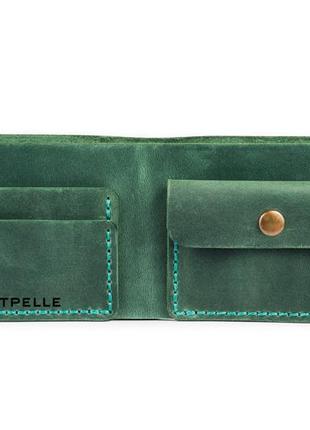 Шкіряний гаманець compact зелений crazy2 фото