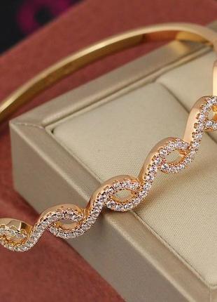 Браслет бенгл xuping jewelry безтурботні хвилі 57 мм 7 мм на руку золотистий