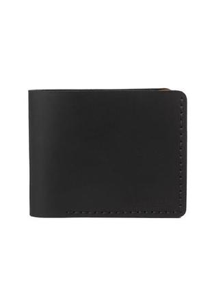 Шкіряний гаманець mini чорний-коньяк crazy1 фото