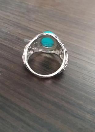 Перстень каблучка кільце в срібному тоні з бірюзою5 фото