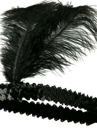 Повязка-перо - головной убор перо в стиле 20-хх гг, чикаго, великий гетсби, гангстеры1 фото