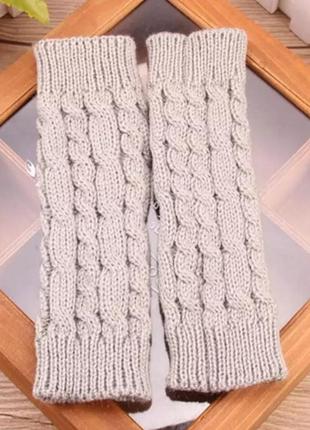 Мітенки вязані без пальців сірий1 фото