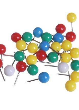 Кнопки канцелярские цветные "шар"1 фото