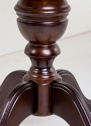 Стіл дерев'яний овальний на одній ніжці, кухонний, обідній еміль (горіх темний)6 фото