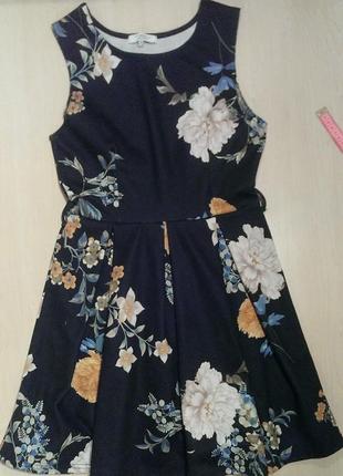 Модне темно-синє плаття без рукавів new look в квіточку5 фото