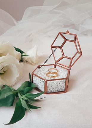 Свадебная шкатулка для обручальных колец с наполнением. стеклянная шкатулка для колец....