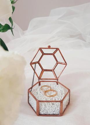 Свадебная шкатулка для обручальных колец с наполнением. стеклянная шкатулка для колец....