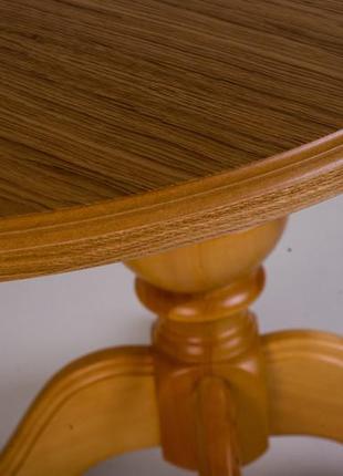 Стіл дерев'яний круглий розкладний на одній ніжці, кухонний, обідній анжеліка (натуральний)4 фото