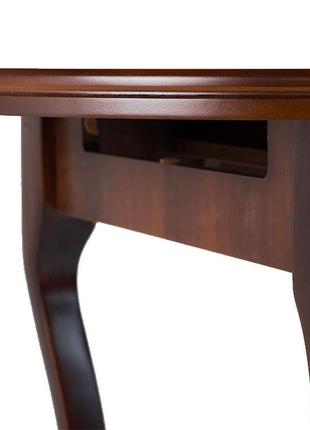 Стол деревянный овальный раскладной, кухонный, обеденный вена-3 (орех темный)3 фото