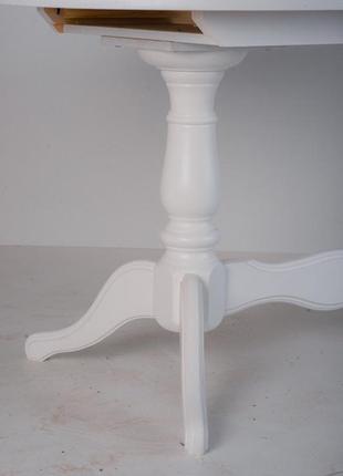 Стол деревянный овальный кухонный, обеденный на двух ножках даниэль (белый) 120 см.