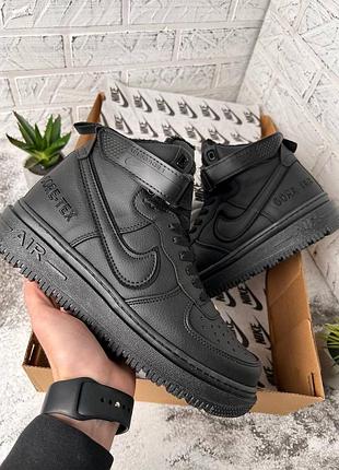 Чоловічі кросівки nike air force 1 gore tex з хутром ❄ зимние высокие кожанные кроссовки найк ейр форс на меху ❄