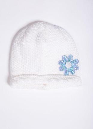 Детская шапка молочно-голубого цвета с декором 167r7802-1 713131 фото